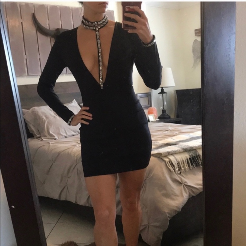 Bebe jeweled neck strap dress